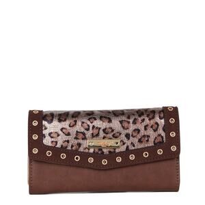 NEW Nikky Brown Cheetah Print RFID Wallet Animal Print Metallic Nicole Lee